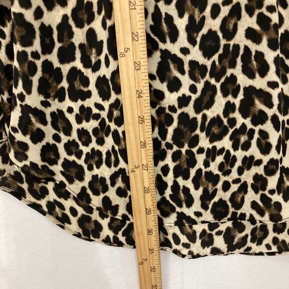 Vince Camuto size 1X Black Brown Leopard Print Soft Relax V neck Popover Blouse - Picture 5 of 10